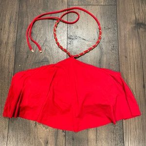 Michael kors red gold flounce bikini top small